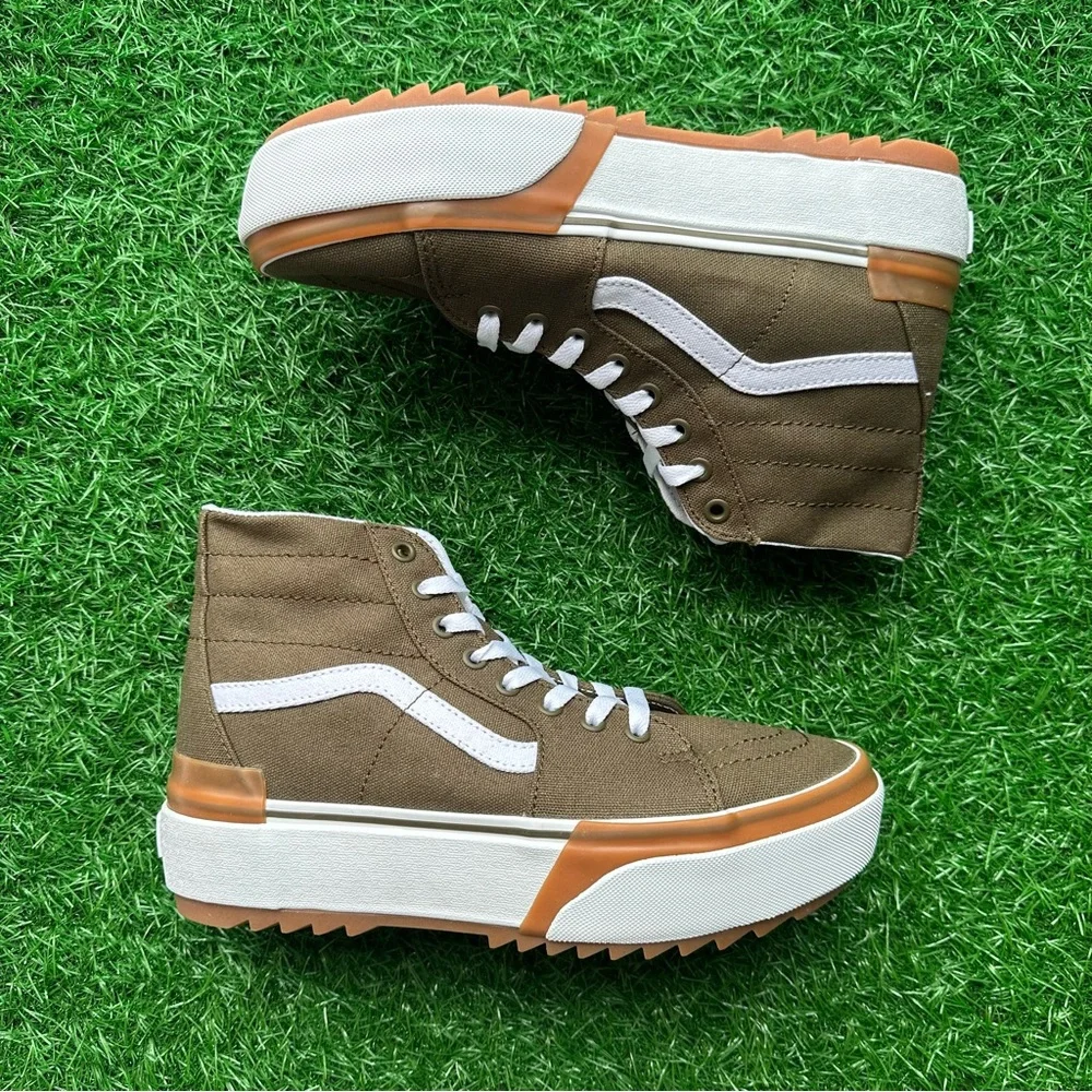 Vans Sk8 Hi Tapered Canvas Dark Olive Platform - Picture 6 of 11